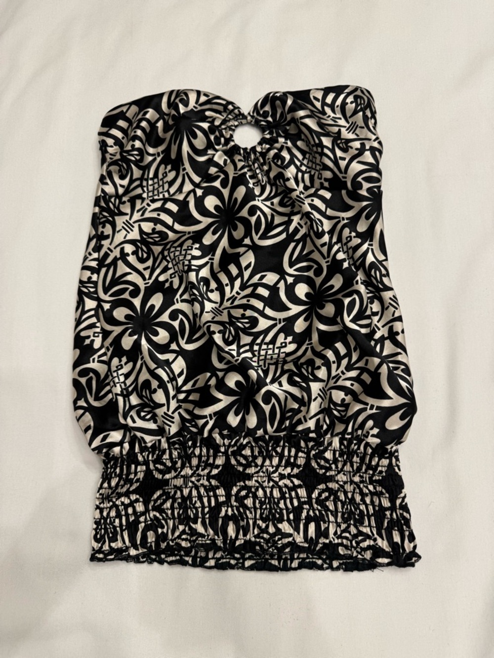 Daytrip Y2K Black & White Strapless Blouson Camisole with Ring Detail size small